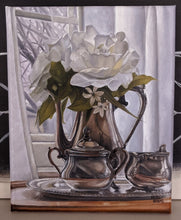 Load image into Gallery viewer, Original Still Life Oil Painting -"White Rose Tea"