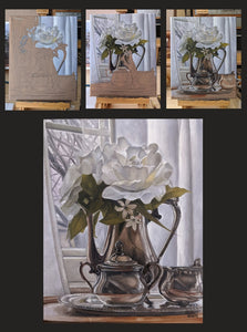 Original Still Life Oil Painting -"White Rose Tea"